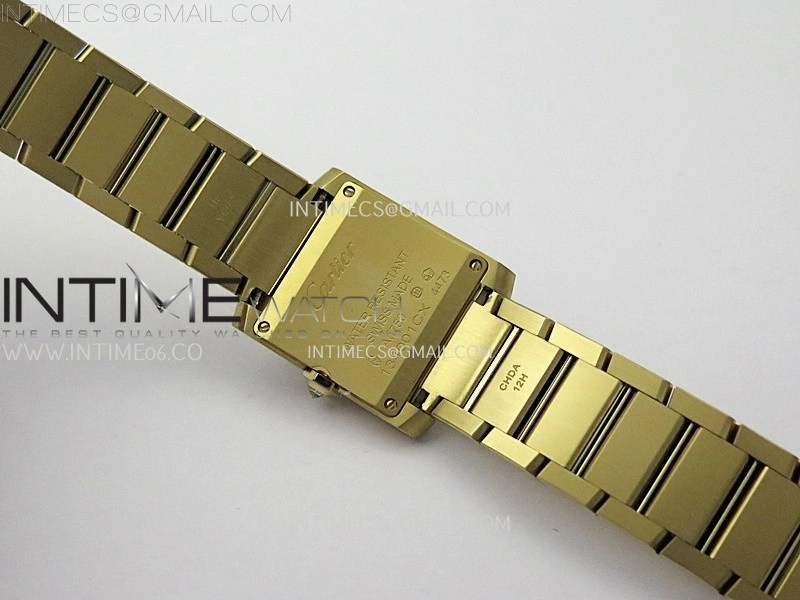 Tank Francaise Ladies 21.2mm Diamond Bezel YG 8848F 1:1 Best Edition Silver Dial on YG Bracelet Ronda Quartz V2